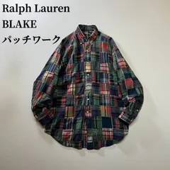 Ralph Lauren BLAKE　チェック　BD　パッチワーク　長袖シャツ　ラルフローレン　グリーン　ネイビー　レッド　L 古着