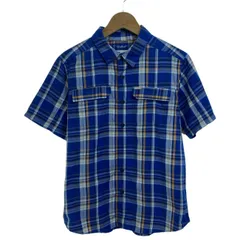 【中古】　Columbia　チェックシャツ　半袖　シャツ　トップス　レギュラーカラー　胸ポケット　ナイロンシャツ　アウトドア　古着　/1150