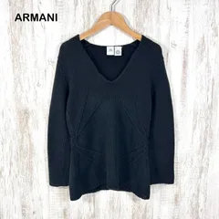 ARMANI EXCHANGE アルマーニエクスチェンジ ローゲージ Vネック 畦編み ニット セーター ブラックのサムネイル