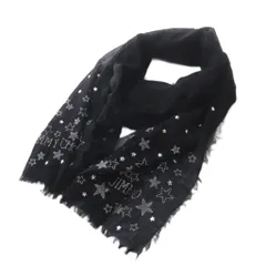 ジミーチュウ JIMMY CHOO ストール スター装飾 シルク混 フリンジ ブラック /YO40 ■SH ■OHのサムネイル