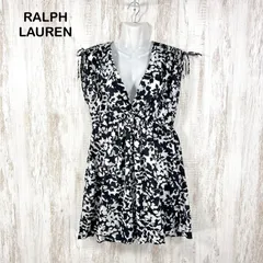 LAUREN RALPH LAUREN ローレンラルフローレン ドローストリング 総柄 ミニワンピース チュニック ブラック リゾートのサムネイル