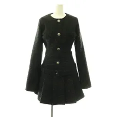 ダーリッチ Darich 25AW ボックスプリーツツイードミニワンピース フロントボタン 長袖 Free-L 黒 ブラック 112544024 /HS ■OS
