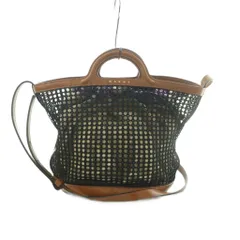 マルニ MARNI WISTARIA メッシュバッグ ハンドバッグ 茶 黒 SCMP0057Q0 /MI ■OSのサムネイル