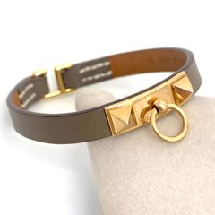 HERMES エルメス ミニ・リヴァル レザーブレスレット エトゥープ