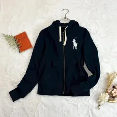 90s 00s Ralph Lauren Hoodie ラルフローレン スウェット パーカー フルジップ ジャケット ビッグポニー刺繍 濃紺 ヴィンテージ ビンテージ レディースのサムネイル