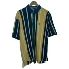 【中古】　TOMMY HILFIGER　ポロシャツ　半袖　トップス　ストライプ　ワンポイント　刺しゅう　古着　/7032