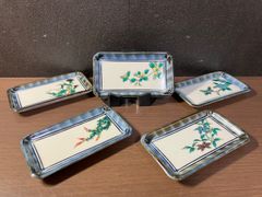 九谷焼 歴代画 絵変わり 小皿 角皿 銘々皿 豆皿 5枚セット 未使用 青祥