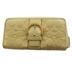 コーチ COACH バックル付きラウンドファスナー長財布 レザー ベージュ /SS ■OS