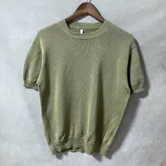 THIBAULT VAN DER STRAETE ティボー ヴァンダルストラット ペルー製 コットン ミドルゲージ 半袖 ニット セーター size.M グリーンのサムネイル