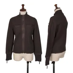 トリコ ヒロコビスTRICO HIROKO BIS リブニット切替ウールジップブルゾン 焦げ茶9のサムネイル