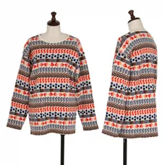ケンゾーKENZO ウールナイロン総柄ニット 白マルチMのサムネイル