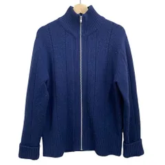 ダナキャランニューヨーク DKNY ニット ジャケット ブルゾン  ラムウール リブ編み フルジップ S 紺 ネイビー /MZ ■ECD004のサムネイル