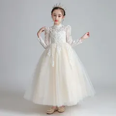子供ドレス ロングドレス 長袖 秋冬 ピアノ 発表会 女の子 フォーマル 結婚式 卒業式 パーティー 結婚式 お誕生日 写真 プレゼント ジュニア ドレス お姫様 姫系 子供服 卒#dgkan