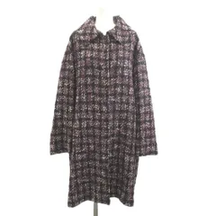 ハナエモリ HANAE MORI コート ウール 40 紫 パープル 白 ホワイト ツイード柄 ショールカラー 長袖 /NP ■ECE005のサムネイル