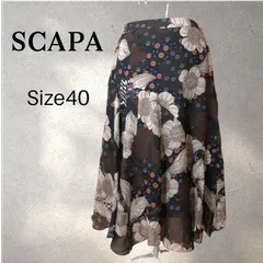 SCAPA スキャパ 花柄シルクフレアスカート 40 Lサイズ相当 ダークブラウンのサムネイル