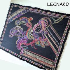 LEONARD FASHIONレオナール ストール ショール花柄 フリンジ 黒 - メルカリ