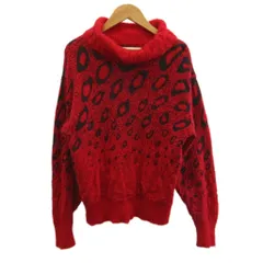 ケンゾー KENZO ニット セーター ウール 2 赤 レッド 黒 ブラック レオパード柄 タートルネック 長袖 /NP ■ECA005のサムネイル