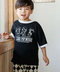 《新品》半袖リンガーTシャツ 80～120㎝ ブラック メイクユアデイ 子供服 半袖 M520122のサムネイル