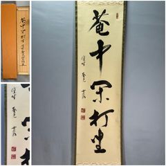 真作】掛軸 鷲尾景春 南山寿 豪放草書 床の間飾り 墨蹟 共箱入 W171