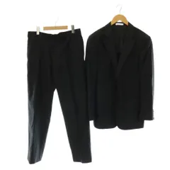 アルマーニ コレツィオーニ ARMANI COLLEZIONI シングルスーツ テーラードジャケット 背抜き ノーベント ストライプ パンツ 48 ブラック /HK ■GY11
