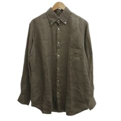 エトロ ETRO シャツ 麻 リネン S 茶 ブラウン 長袖 ボタンダウンカラー