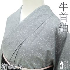 【超絶逸品】⭐️石川県伝統工芸品⭐️【牛首紬】⭐️玉繭⭐️草木染⭐️着物 中古】 本場牛首紬 着物 正絹 袷 手染め たたき染 ライトブルーグレー