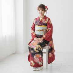 和装 草履 バッグ セット 帯地 振袖 成人式 バラ 黒 ゴールド 金 桜