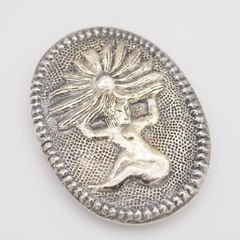 メキシカン　ターコイズ　トルコ石　コンチョ　ブローチ　MEXICO 925 刻印 X047 ターコイズ風 MEXICO 925刻印 ブローチ デザイン シルバー