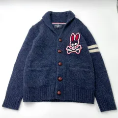 Psycho Bunny　サイコバニー　ニット　カーディガン　胡桃ボタン　ビッグロゴワッペンのサムネイル