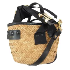 Sacai サカイ 20SS woven style logo patch bucket bag ロゴレザーパッチ かごバッグ 2WAY マルシェ バッグ ブラック系【中古】のサムネイル