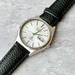 SEIKO TYPEⅡ セイコータイプ2 7546-8000 シルバー ヴィンテージ 腕時計 クォーツ デイデイト 薄型 メンズ アンティーク レザー