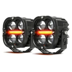 汎用 LED ワークライト 3.5インチ デュアルカラー 2個セット ハイ ロー 切替 デイライト アンバー ホワイト イエロー 補助灯 作業灯 12V 24V w6085