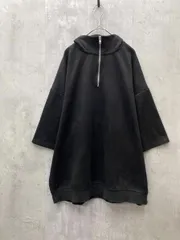 CLEL クレイル ハーフジップ デザイン 半袖プルオーバー Tシャツ スエード調 オーバーサイズ sizeL/ブラック ■◆ メンズ