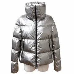 極美品★Herno ヘルノ PI086DL Laminar ラミナー ロゴZIP スタンドカラー ダウンジャケット アウター シルバー 40 正規品 レディースのサムネイル