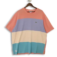 大きいサイズ メンズ3XL ラコステ LACOSTE RELAXED FIT クルーネック半袖カノコTシャツ 鹿の子 実寸胸囲136cm マルチカラー ワンポイントワニ刺繍 sc-0769のサムネイル