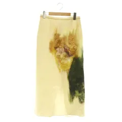 ザラ ZARA フラワープリント タイトスカート ロング バックスリット USA XS アイボリー /MY ■OS