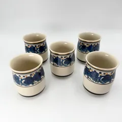【美品】九谷焼 湯呑み 5客セット 葡萄（ぶどう）文様 金彩 貫入 茶器 和食器