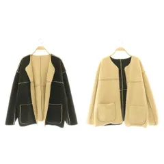 フリークスストア FREAKS STORE リバーシブルコーデュロイボアショートコート ノーカラー F ベージュ ブラック /DO ■OSのサムネイル