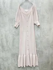 JILLSTUART ジルスチュアート リブ フロントボタン ニット ワンピース 綺麗め デート sizeF/ピンクベージュ ■◇ レディース
