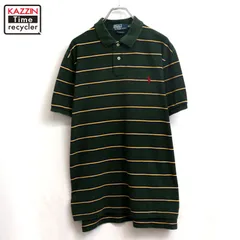 90s vintage RALPH LAUREN ボーダー柄 鹿の子 半袖ポロシャツ メンズ 表記XLサイズ