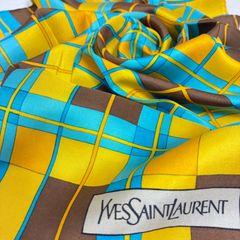 Yves Saint Laurent 幾何学模様 スカーフ 日本製 シルク100 - メルカリ