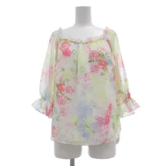 ウィルセレクション WILLSELECTION タグ付き ブラウス M 白 ホワイト マルチカラー ラメ 花柄 ギャザーネック 七分袖 /SX ■GY66