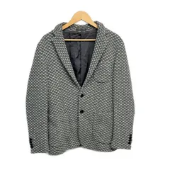 ESTNATION(エストネーション) ジャケット サイズXL メンズ美品  - ダークグレー×白 長袖/ニット/秋/冬のサムネイル