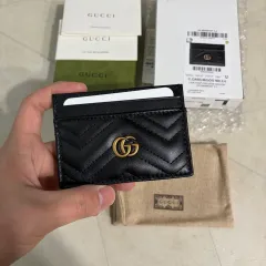 新品 GUCCI グッチ GG マトラッセ マーモント カードウォレット ブラック 現代百貨店 ヒュンダイデパート