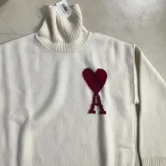 新品 (XS) アミ ハート ビックロゴ タートルセブンネット ニット 白 アイボリーのサムネイル