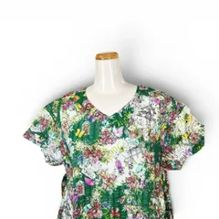 6月限定開催！7日間だけの感謝セール  鴨居羊子ワンピース　新品未使用‼️TUNIC　春夏　Vネック半袖　ローンサッカーメルヘン　56064のサムネイル