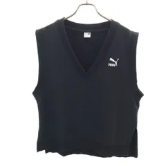 PUMA プーマ スウェット Vネック ベスト S ブラック レディース 古着のサムネイル