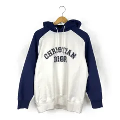 DIOR　KENNY　SCHARF　ディオール　ケニーシャーフ　193J647A0687　ラグランスリーブ　アーチ刺繍ロゴ　プルオーバーパーカー　フーディ　XSサイズ　別注モデル　ネイビー/ホワイトのサムネイル