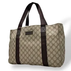 GUCCI グッチ GGスプリーム PVC レザー トートバッグ ベージュ ブラウン シルバー金具 GG柄 クラシック ショルダートート メンズ レディース S92