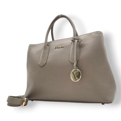 【極美品】フルラ　ハンドバッグ　2way レザー　サフィアーノ　グレージュ 極美品】フルラ ハンドバッグ 2way レザー サフィアーノ グレージュ
